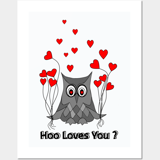 VALENTINES Day Owl Wall Art by SartorisArt1